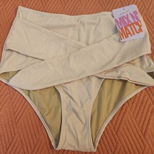 Kortni Jeane Ribbed Sand Tie Up Bottoms XL NWT